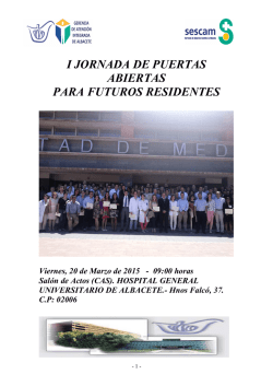 I JORNADA DE PUERTAS ABIERTAS PARA FUTUROS RESIDENTES