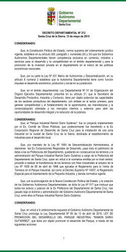 Decreto Departamental Nº 212 Aprueba el Reglamento Parcial a la