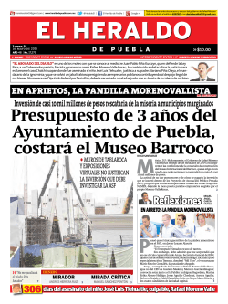 Presupuesto de 3 años del Ayuntamiento de Puebla, costará el