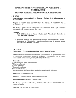 INFORMACI&Oacute;N DE ACTIVIDADES PARA PUBLICIDAD y