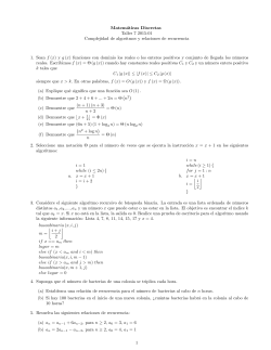 Matemáticas Discretas Taller 7 2015#01 Complejidad de algoritmos