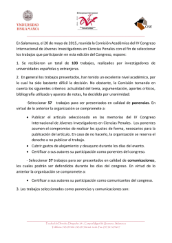 En Salamanca, el 20 de mayo de 2015, reunida la Comisi&oacute;n