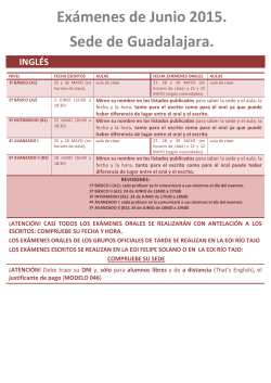 Descarga calendario de exámenes de INGLÉS JUNIO 2015 de EOI