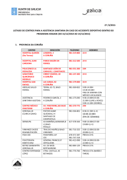 27 /3/2015 listado de centros para a asistencia sanitaria