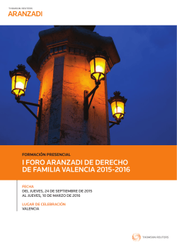 I FORO ARANZADI DE DERECHO DE FAMILIA VALENCIA 2015-2016