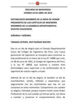 DISCURSO CEREMONIA DE COLEGIATURA (viernes 24 de abril