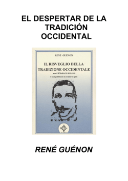 Gu&eacute;non, Ren&eacute;-El despertar de la tradici&oacute;n occidental
