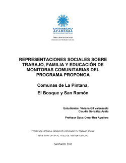 REPRESENTACIONES SOCIALES SOBRE TRABAJO, FAMILIA Y