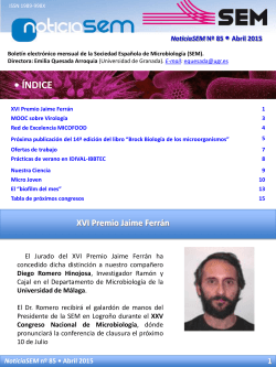 Nº 85 - Abril 2015 - Sociedad Española de Microbiología
