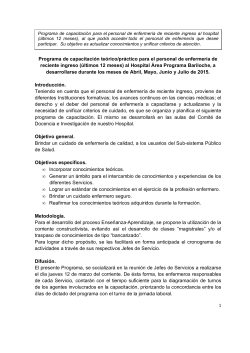 Programa de Capacitaci&oacute;n para el Personal de Enfermer&iacute;a