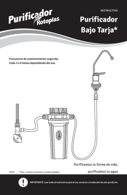 Manual de instalaci&oacute;n Purificador modelo Bajo