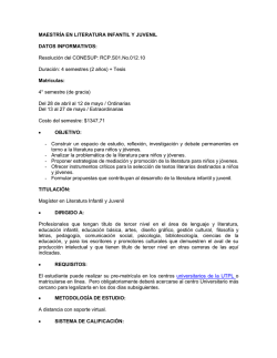 MAESTRÍA EN LITERATURA INFANTIL Y JUVENIL DATOS