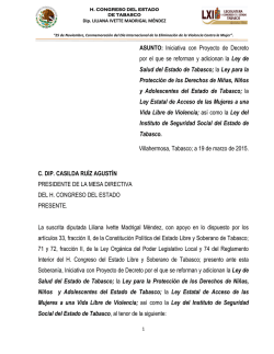 Iniciativa con Proyecto de Decreto por el que se reforman y