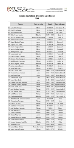 Horario de atención profesores y profesoras 2015