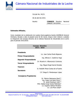 Integraci&oacute;n del CONSEJO Directivo Nacional CANILEC 2015/2016.