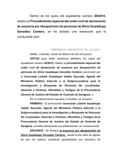 Dentro de los autos del expediente número 20/2015, relativo al