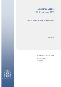 Elecciones Locales 24 de mayo de 2015 Juntas Electorales