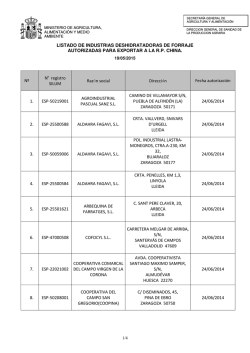 LISTADO DE INDUSTRIAS DESHIDRATADORAS DE