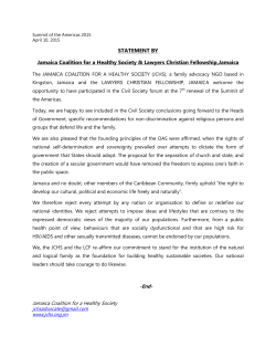 STATEMENT BY Jamaica Coalition for a Healthy Society & Lawyers