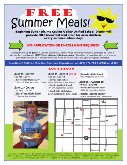 Summer Meals! - Covina-Valley Unified School District
