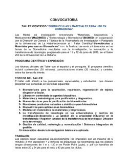 Taller Científico “Biomoléculas y Materiales para uso en Biomedicina”
