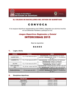 C O N V O C A INTERCOBAQ 2015 - Colegio de Bachilleres del