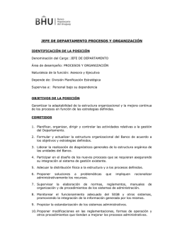 JEFE DE DEPARTAMENTO PROCESOS Y ORGANIZACIÓN