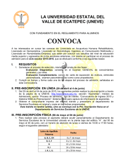 Convocatoria de Ingreso 2015-2016 - Universidad Estatal del Valle