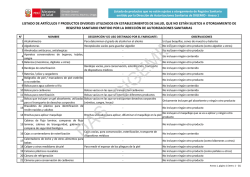 Listado de productos que no est&aacute;n sujetos a otorgamiento