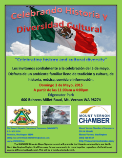 Domingo 3 de Mayo, 2015 A partir de las 11:00am a 4