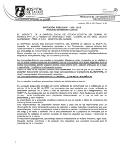 Invitaci&oacute;n 023 - Hospital del Sarare