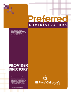 Effective April 1, 2015 - El Paso First Health Plans Inc.