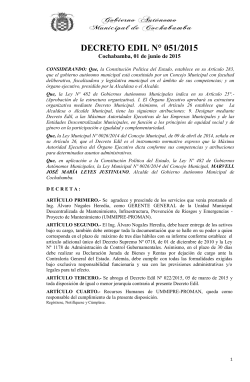 DECRETO EDIL N° 051/2015 - Gobierno Autónomo Municipal de