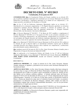 DECRETO EDIL N° 052/2015 - Gobierno Autónomo Municipal de