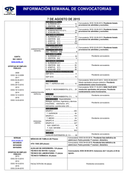 INFORMACIÓN SEMANAL DE CONVOCATORIAS