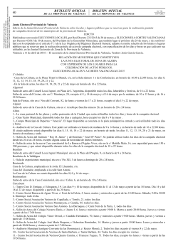Edicto de la Junta Electoral Provincial de Valencia sobre locales y