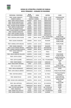 Horas de Atenci&oacute;n Primaria (Invierno)