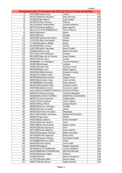 Inscripci&oacute;n lunes 23 de marzo de 2015 de 10 a 12 horas en Bedel&iacute;a