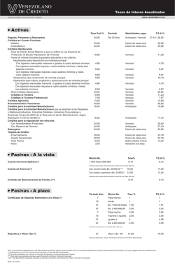 Tasas - Banco Venezolano de Crédito