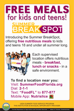 Introducing the Summer BreakSpot, offering free nutritious meals to