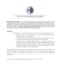 Enrique Joven &Aacute;lvarez, como Secretario del proceso selectivo para