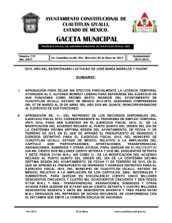 GACETA MUNICIPAL - Ayuntamiento de Cuautitlán Izcalli
