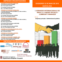 I JORNADES INTERNACIONALS DE RRHH 2.0, XARXES SOCIALS I COMMUNITY
