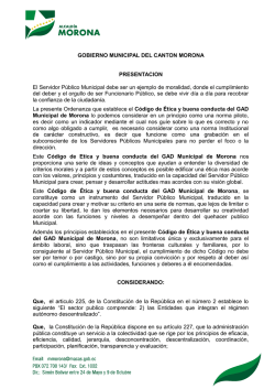 GOBIERNO MUNICIPAL DEL CANTON MORONA PRESENTACION