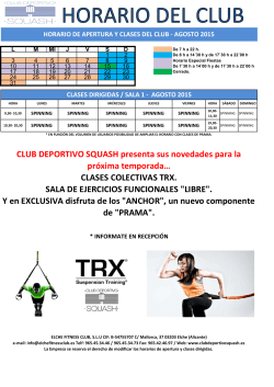 horario clases - Club Deportivo Squash Elche