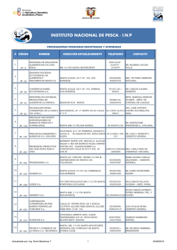 Procesadoras Pesqueras - Instituto Nacional de Pesca