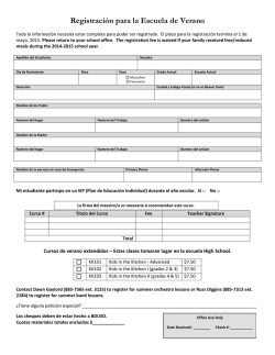 Registración para la Escuela de Verano
