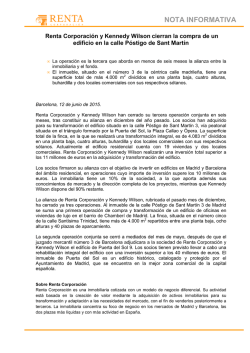 Nota de prensa - Renta Corporación