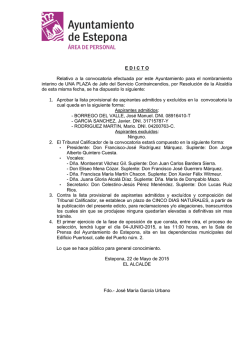 Edicto Convocatoria Nombramiento Interino de UNA PLAZA de Jefe