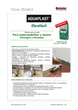 Ficha T&eacute;cnica Aguaplast Mortero Impermeable Obraf&aacute;cil